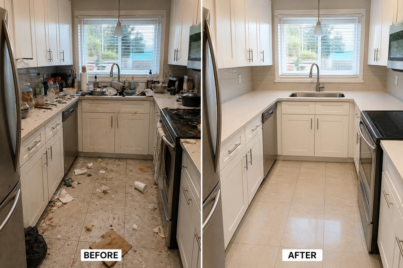 Cleaning before and after