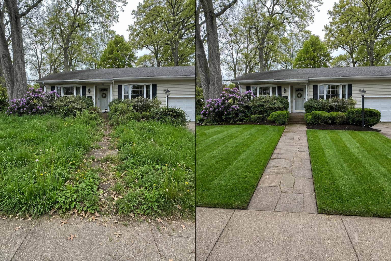 Lawn Care before and after