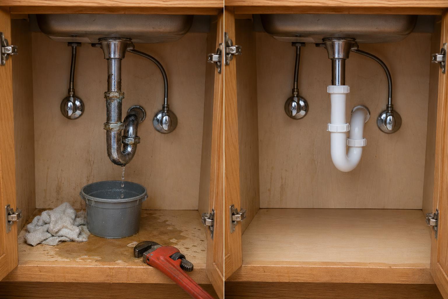 Plumbing before and after