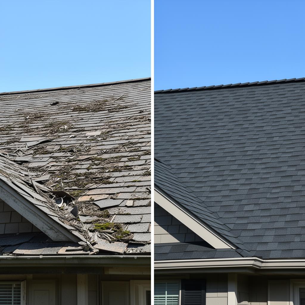 Roofing — before and after